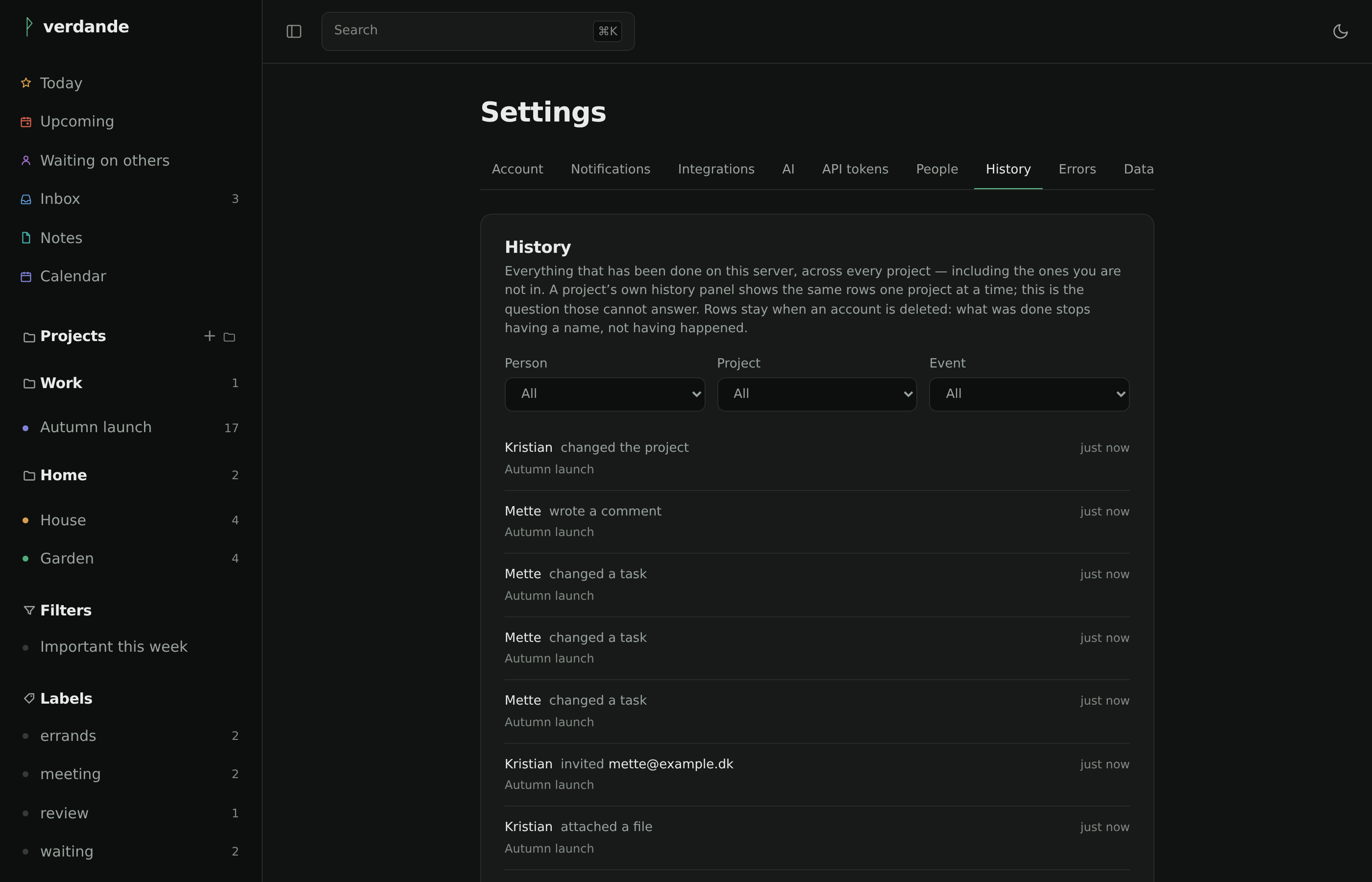 Instance history